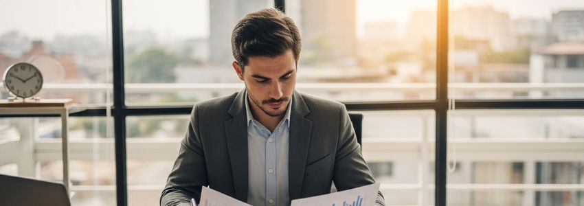 Small business owner reviewing financing options comparing venture capital vs business loans at desk