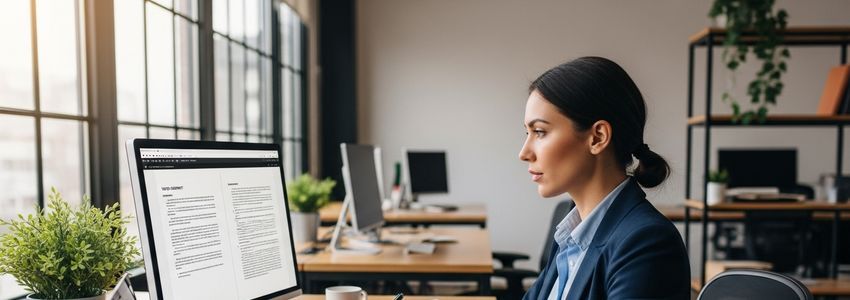 Small business owner reviewing vendor financing agreement on computer