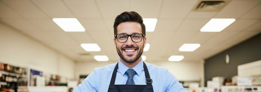 Business owner in Warner Robins Georgia small business store applying for loan