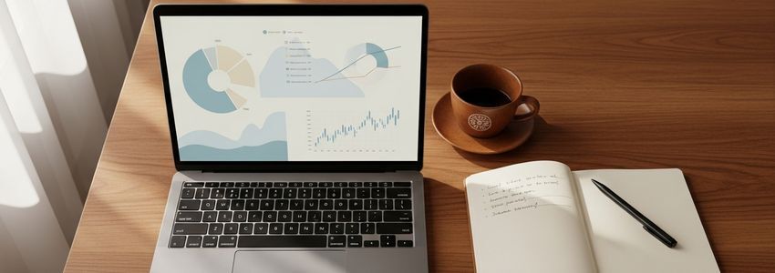 Business professional reviewing financial charts and loan comparison documents at a modern desk