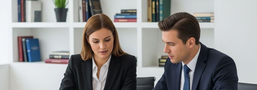 Business professionals reviewing working capital loan options in a modern office