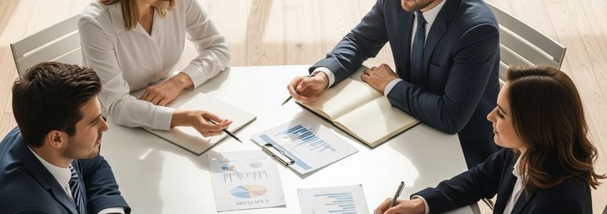 Small business team discussing working capital optimization strategies