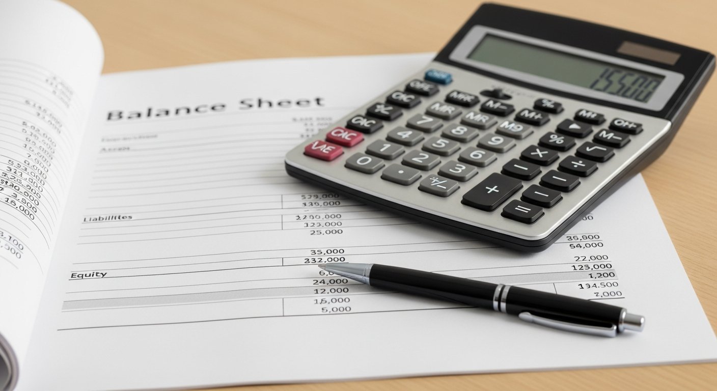 Working capital ratio calculation on a business balance sheet
