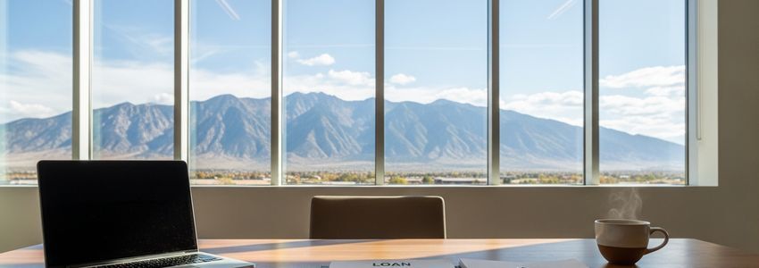 Small business owner reviewing financing documents in a West Valley City, Utah office