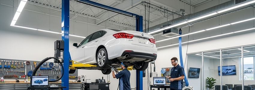 Ziebart franchise automotive service bay with technicians working on a vehicle