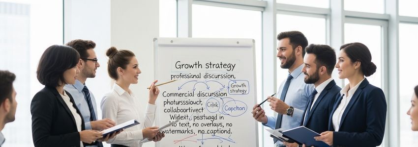 Business team discussing growth initiatives and funding strategy