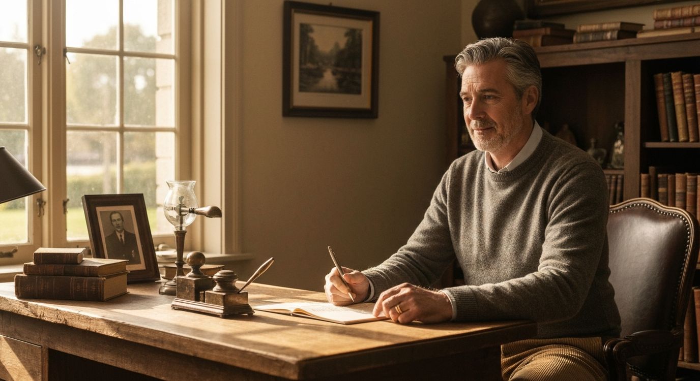 Dentist reviewing business loan documents at an office desk with dental clinic equipment visible in background