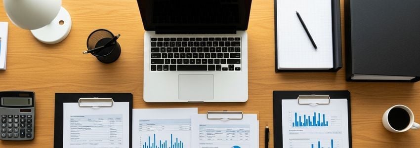 Business owner reviewing multiple financing options and loan documents side by side at a professional desk