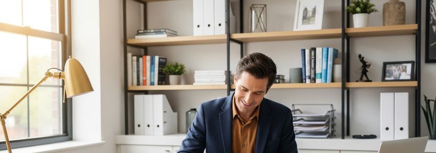 Business professional reviewing unsecured loan options at an office desk