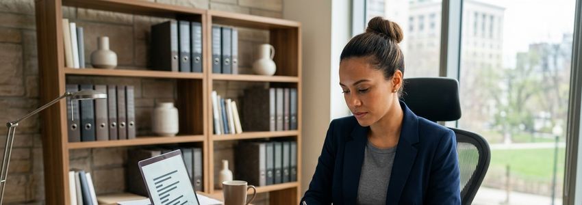 Small business owner meeting with a financial advisor to review financing options after losing a major client