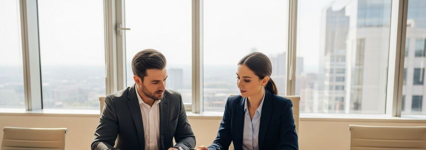 Business professionals reviewing Chili's franchise financing documents in a modern office