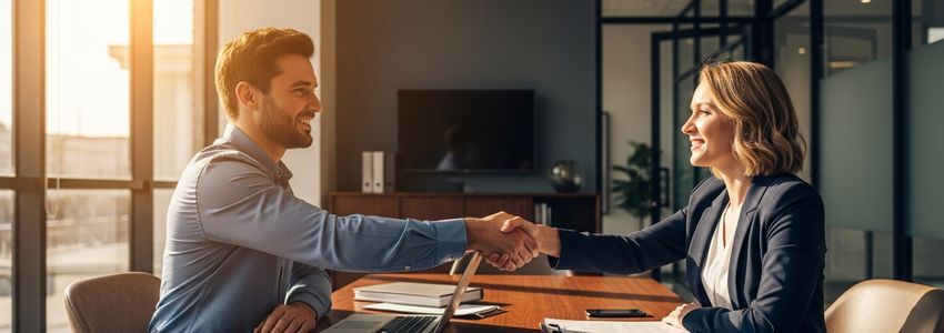 Business owner and lender finalizing a collateral-backed business loan agreement