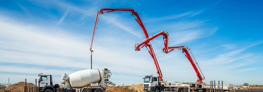 Concrete contractor reviewing business loan options and equipment financing documents