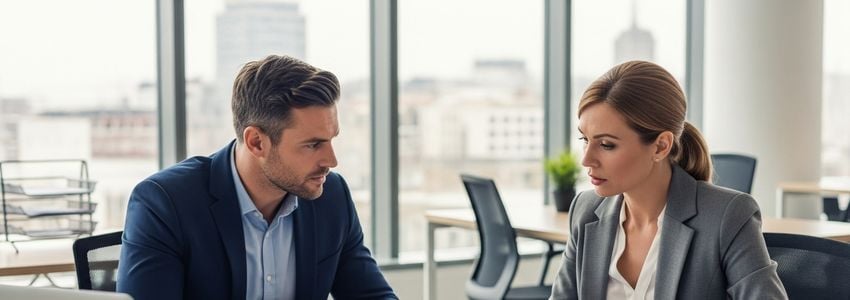 Electronics repair business owner reviewing financing options with a financial advisor