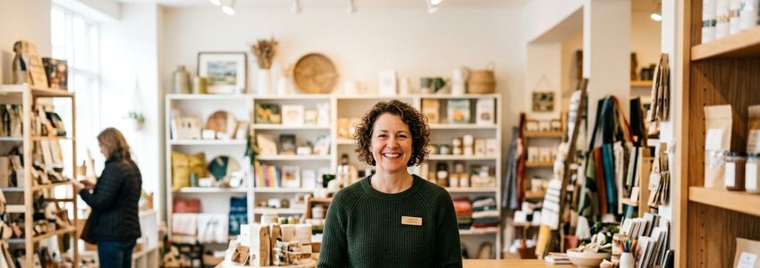 Small business owner in Great Falls, Montana reviewing financing options at their retail store