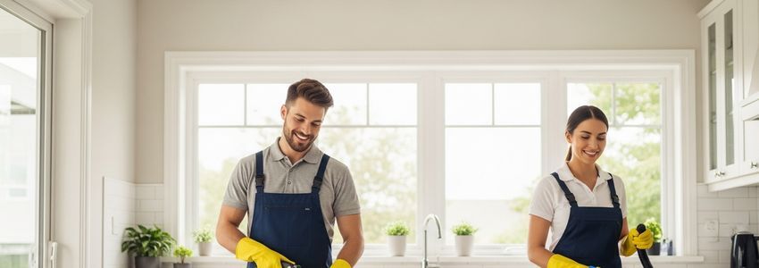 Professional cleaning business owner reviewing financing options for their house cleaning company