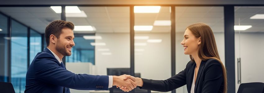 Business professionals discussing small business loan options in a Huntington, West Virginia lending office