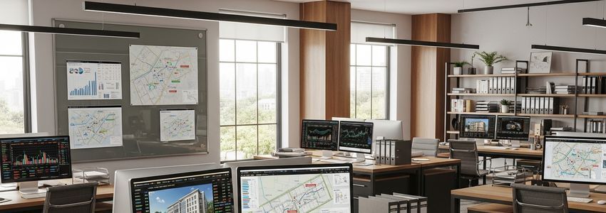 Real estate investment professionals reviewing no income verification loan documents in a modern office