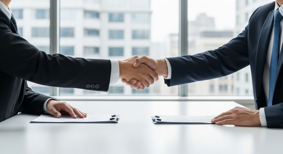 Pawn shop owner reviewing business financing documents at a desk surrounded by merchandise inventory