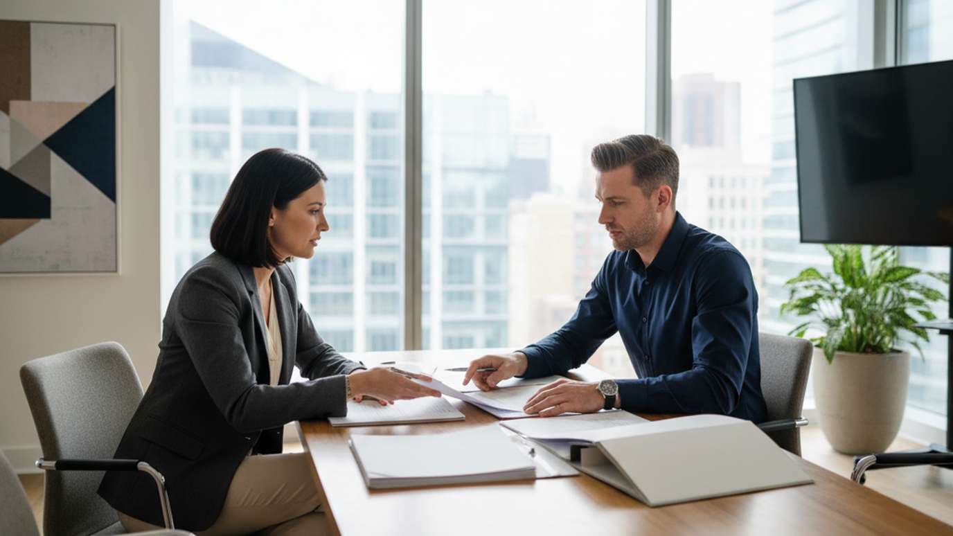 A business owner consulting with a financing advisor about pressure washing business loans
