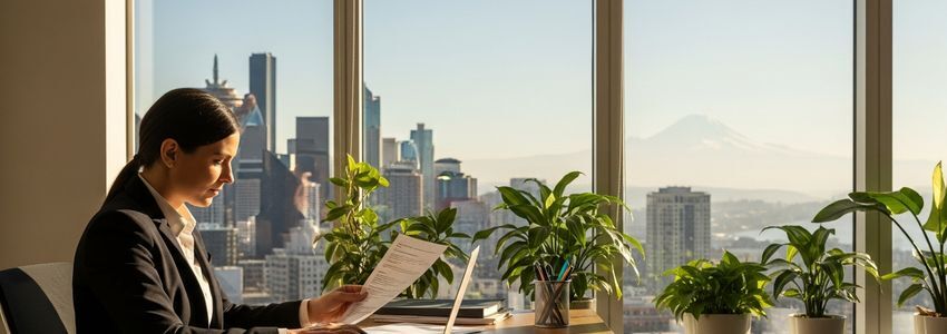 Small business owner reviewing loan options in Seattle, Washington