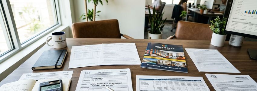 Spark by Hilton franchise owner reviewing loan documents