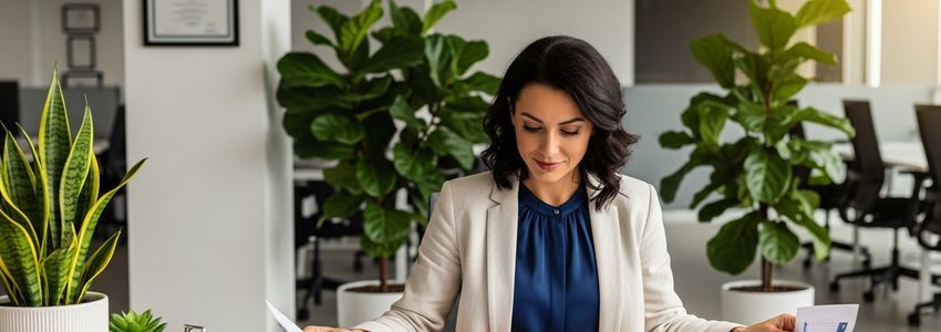 Special education business owner reviewing loan documents and financing options for their practice