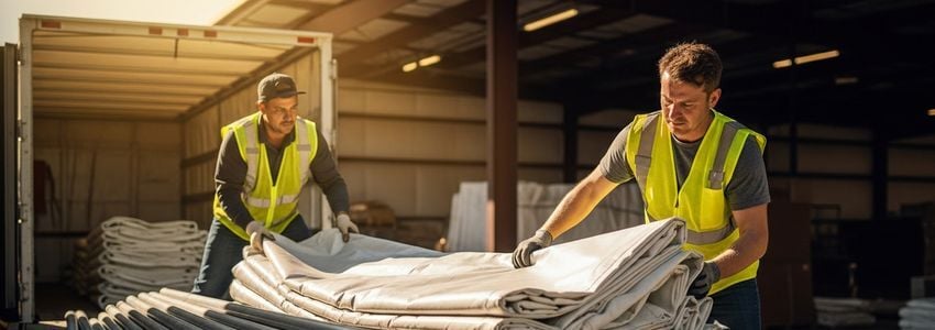 Tent rental business owner reviewing financing options for expanding tent inventory
