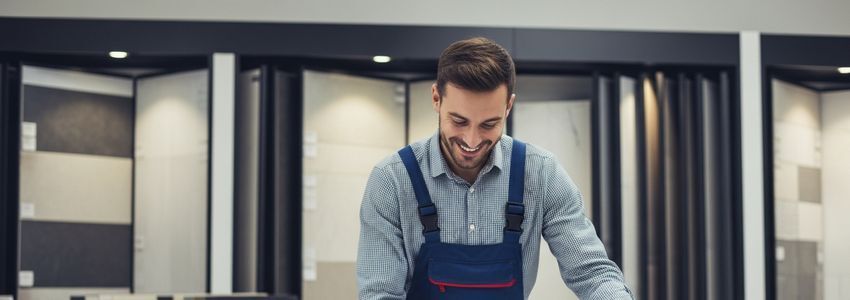 Tile contractor reviewing financing options for tile installation business