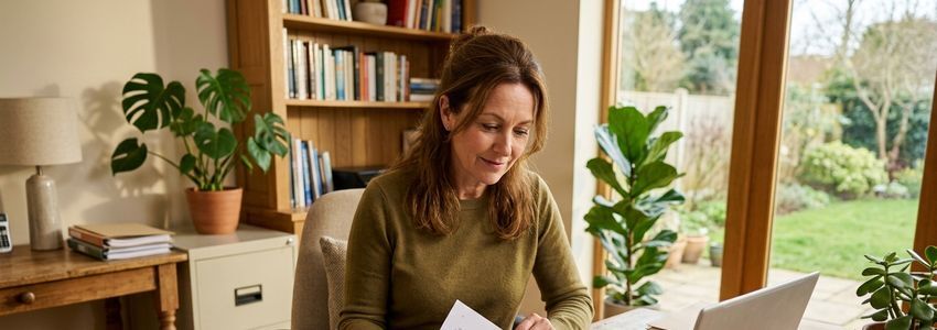 Small business owner reviewing a legal settlement document with an advisor in a bright office