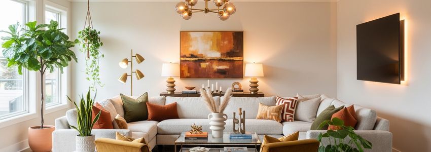 Beautifully furnished Airbnb short-term rental living room