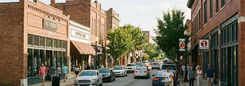 Small business street scene in Alabama