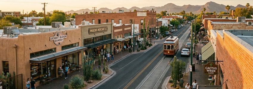 Small business street scene in Arizona