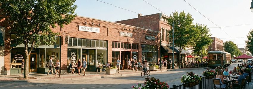 Small business street scene in Iowa
