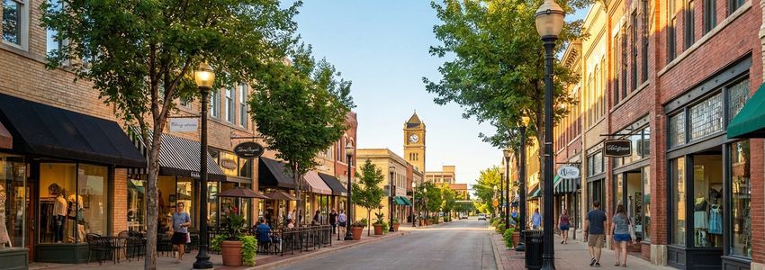 Small business street scene in Kansas