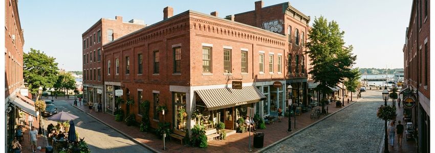 Small business street scene in Maine