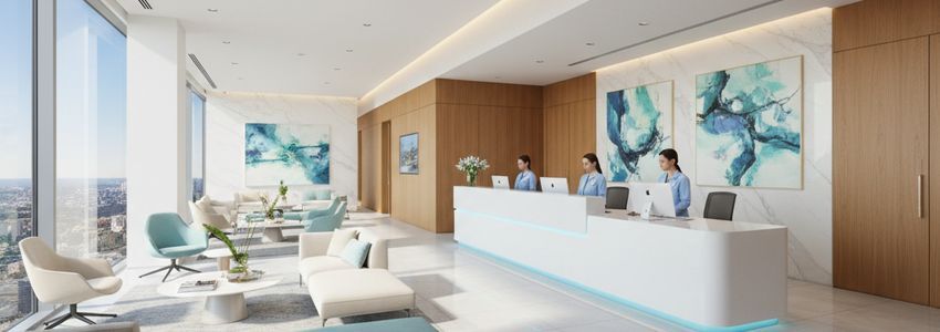 Professional medical office reception area representing healthcare business financing