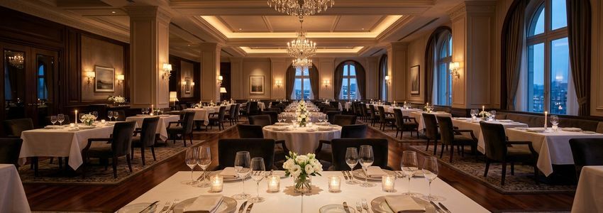 Upscale restaurant dining room ready for service — Restaurant Business Loans by Crestmont Capital